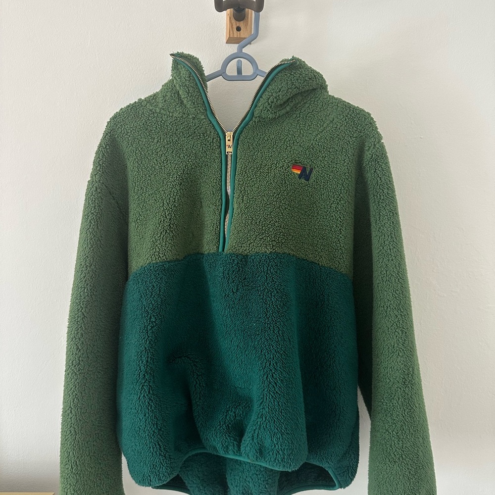 TEDDY UNISEX HALF ZIP COLOR BLOCK JACKET - GARDEN GREEN